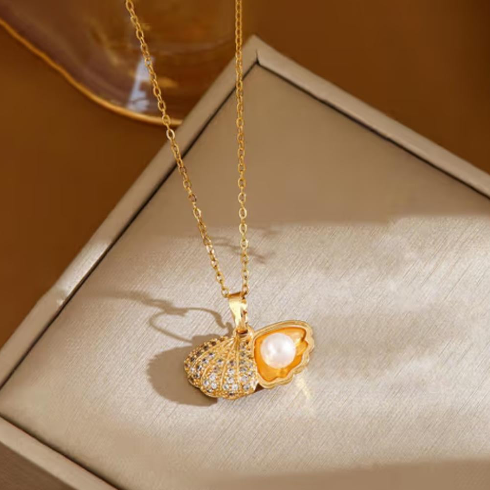 TFC Shell Pearl Gold Plated Necklace