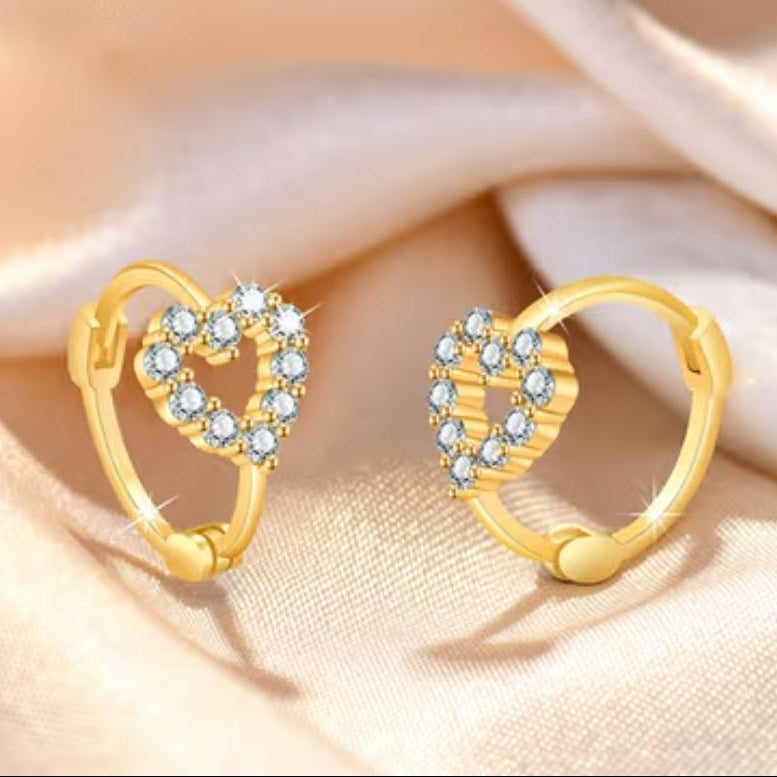 TFC Stone Heart Gold Plated Mini Hoop Earrings