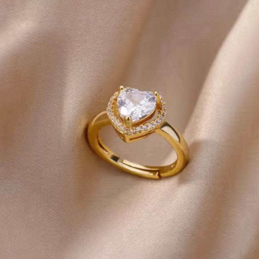 TFC Adjustable Heart Stone Gold Plated Ring