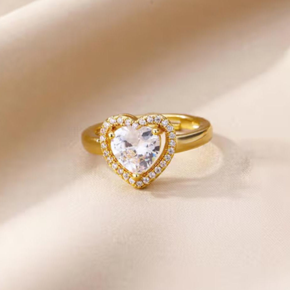 TFC Adjustable Heart Stone Gold Plated Ring