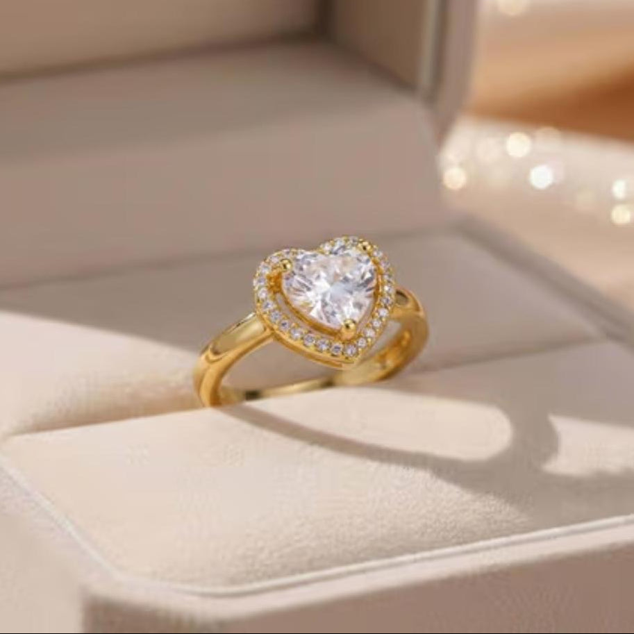 TFC Adjustable Heart Stone Gold Plated Ring