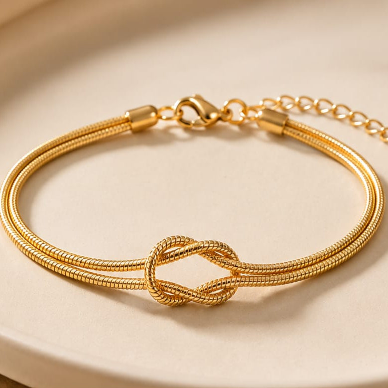 TFC Fixed Knot Gold Plated Adjustable Chain Bracelet
