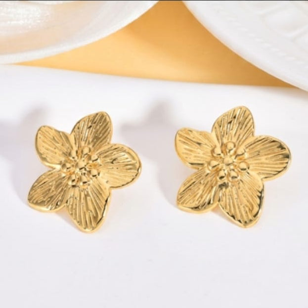TFC Flower Bead Gold Plated Earrings