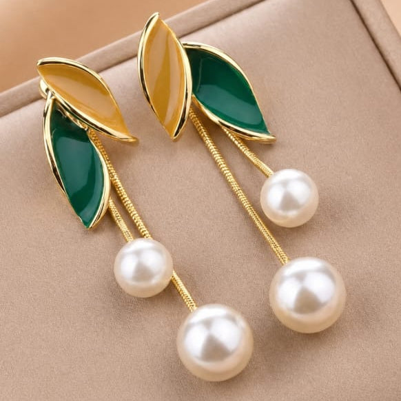 TFC Leaf Ball Gold Plated Earrings