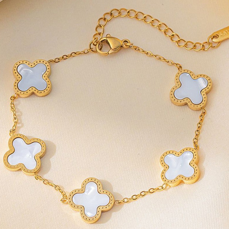 TFC White Flower Gold Plated Chain Bracelet