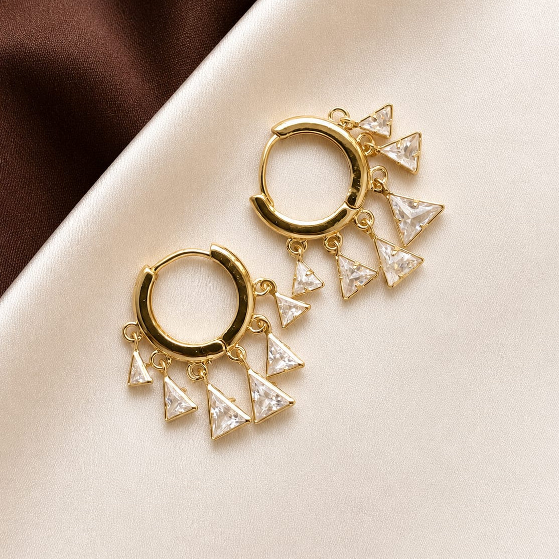 TFC Triangle 6 Dangling Charms Gold Plated Earrings