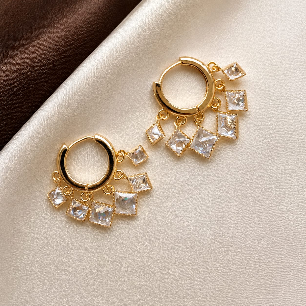 TFC Diamond 6 Dangling Charms Gold Plated Earrings
