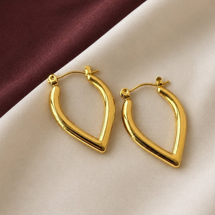 TFC Hollow Drop Gold Plated Hoop Earrings
