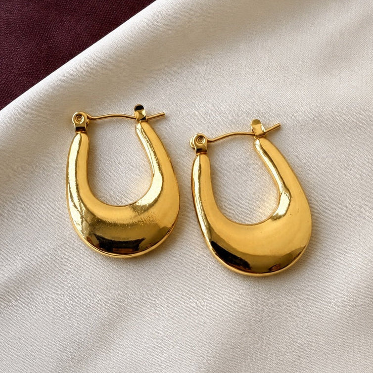 TFC Oval Loop Gold Plated Hoop Earrings