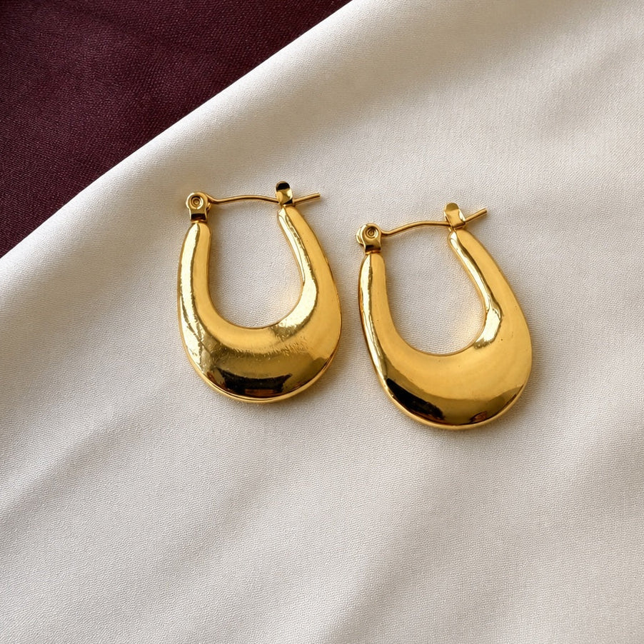 TFC Oval Loop Gold Plated Hoop Earrings