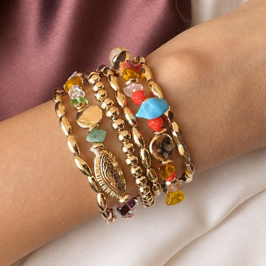 TFC Rainbow Shot Gold Plated Bracelet Set 6