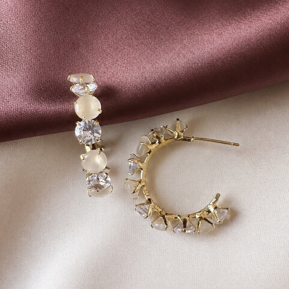 TFC White Stone Silver Plated Earrings