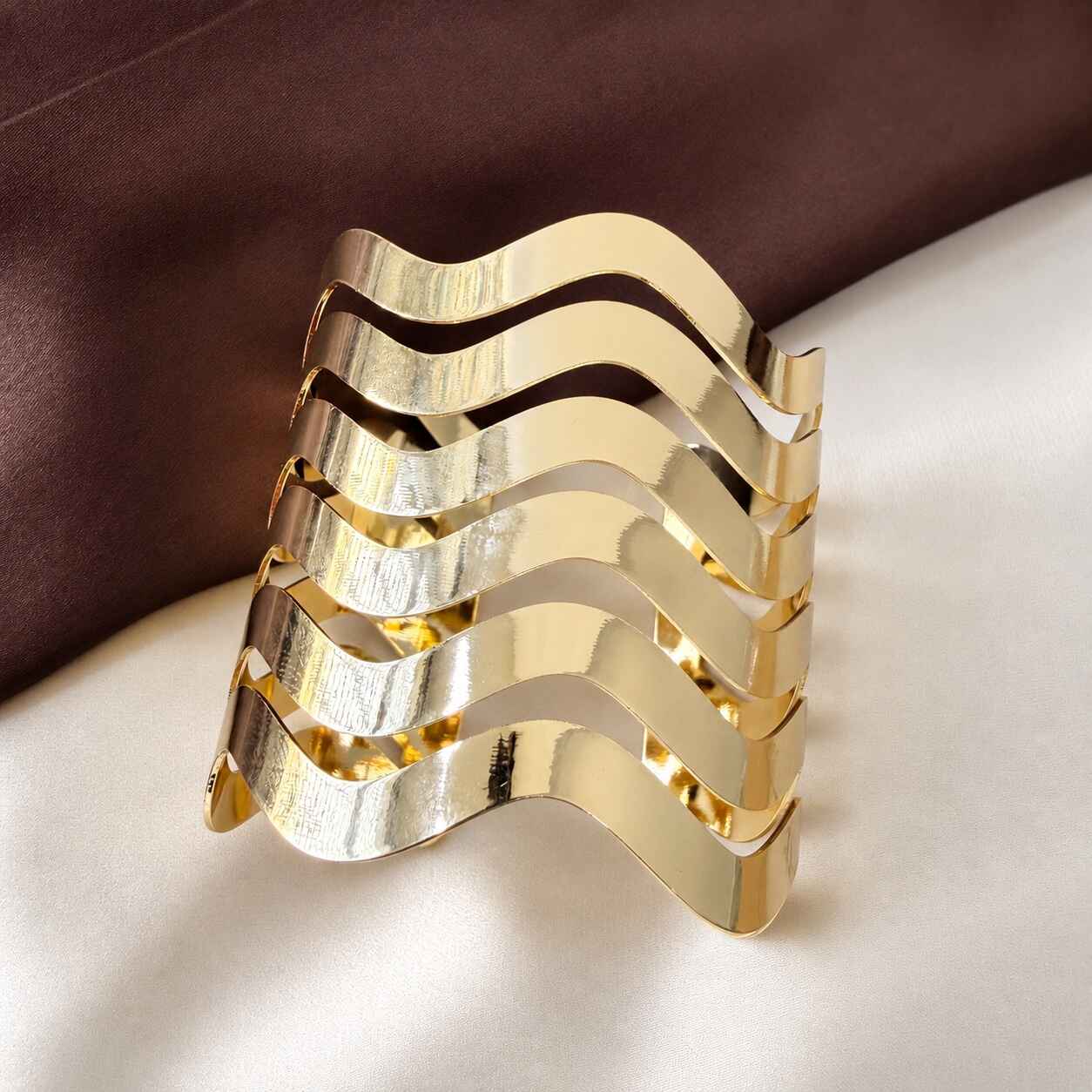 TFC Adjustable Wavey Liner Gold Plated Cuff Bracelet