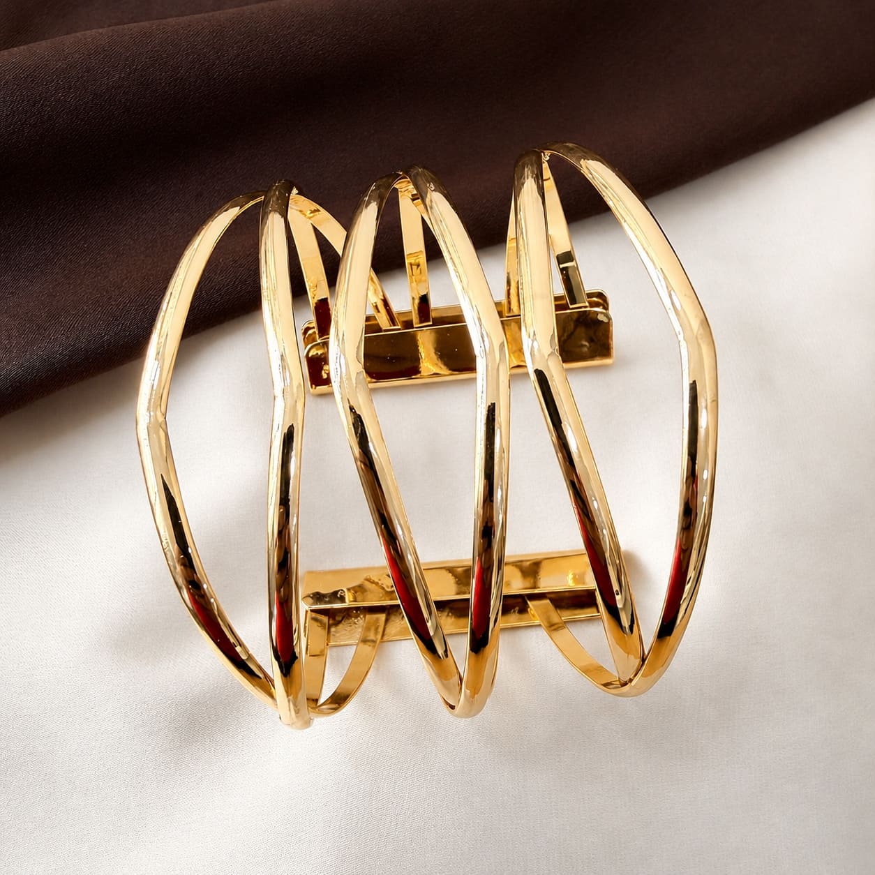 TFC Adjustable Celestial Curve Gold Plated Cuff Bracelet