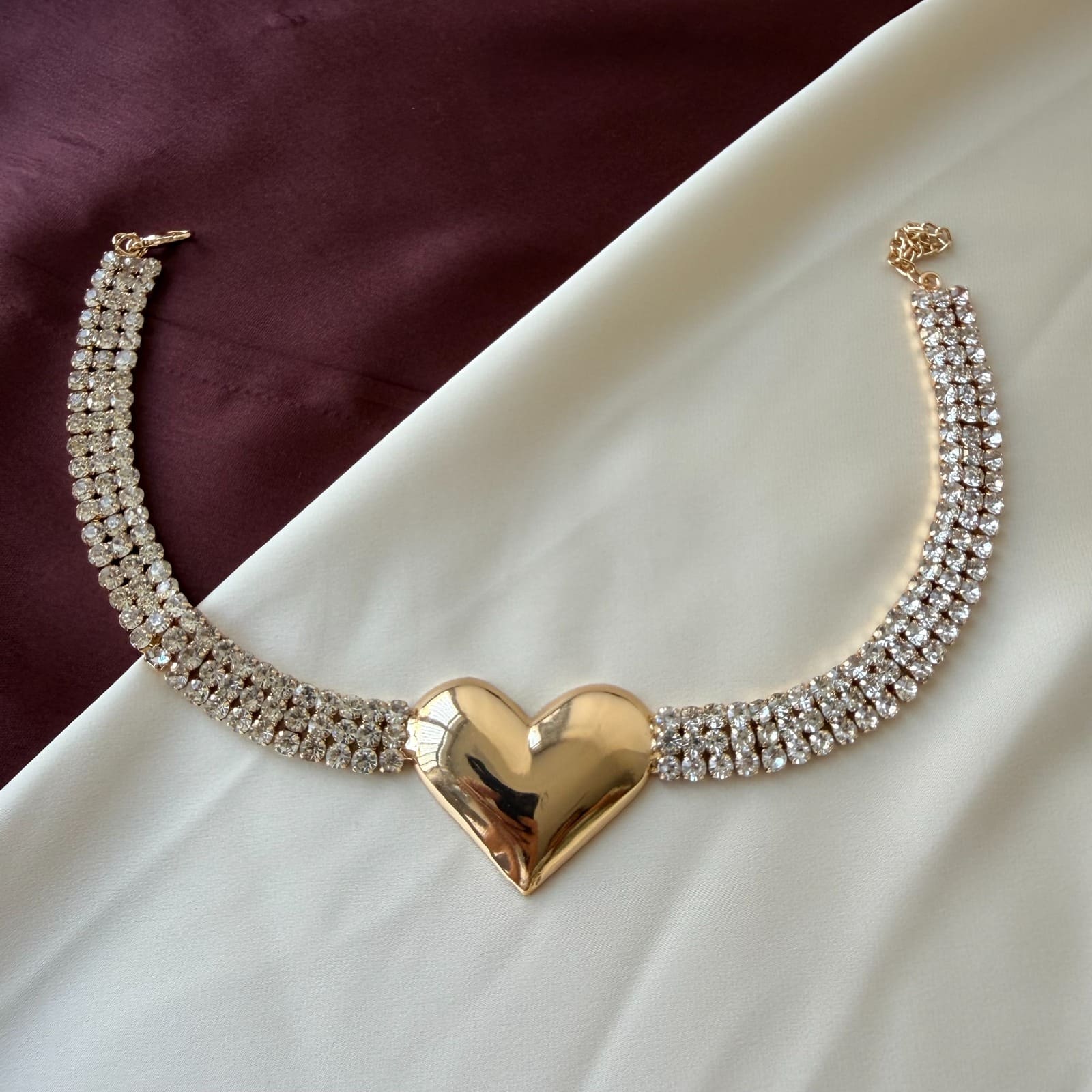 TFC Plane Heart Gold Plated Choker Necklace