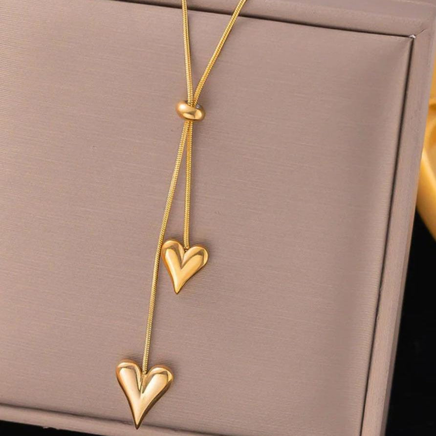 TFC Double Heart Gold Plated Necklace