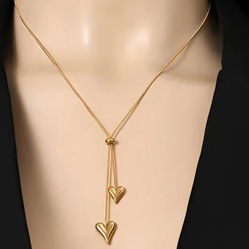 TFC Double Heart Gold Plated Necklace