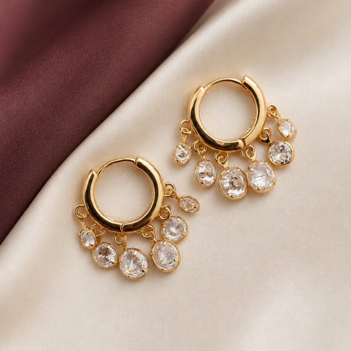 TFC Round 6 Dangling Charms Gold Plated Earrings
