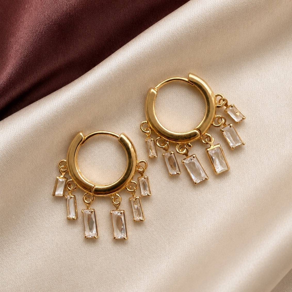 TFC Cube 6 Dangling Charms Gold Plated Earrings