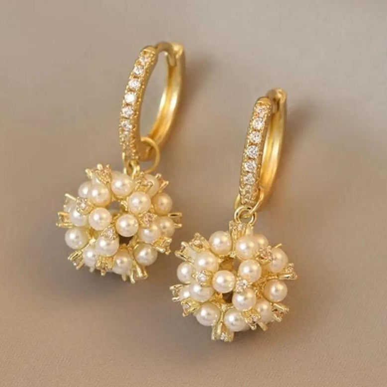 TFC Pearl Bunch Gold Plated Dangler Earrings