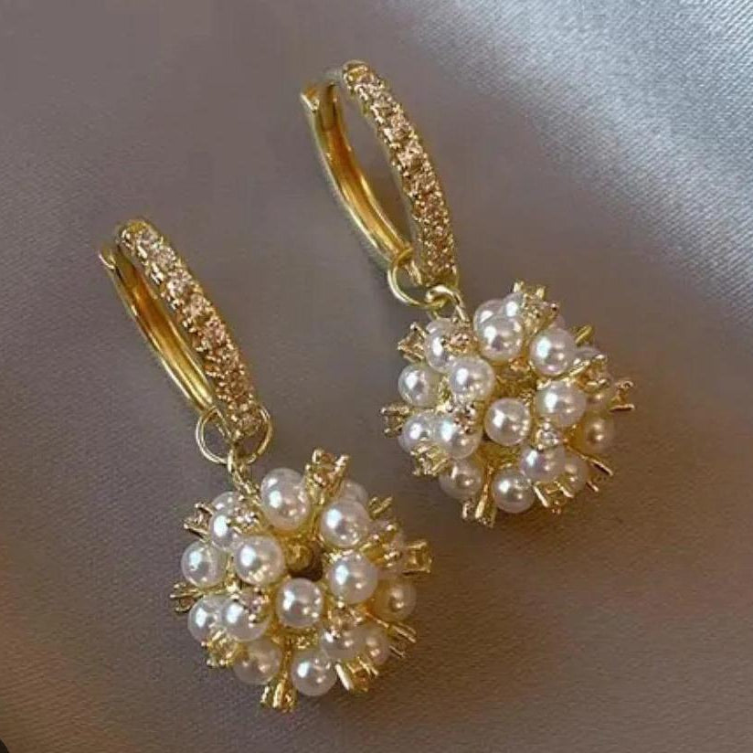 TFC Pearl Bunch Gold Plated Dangler Earrings