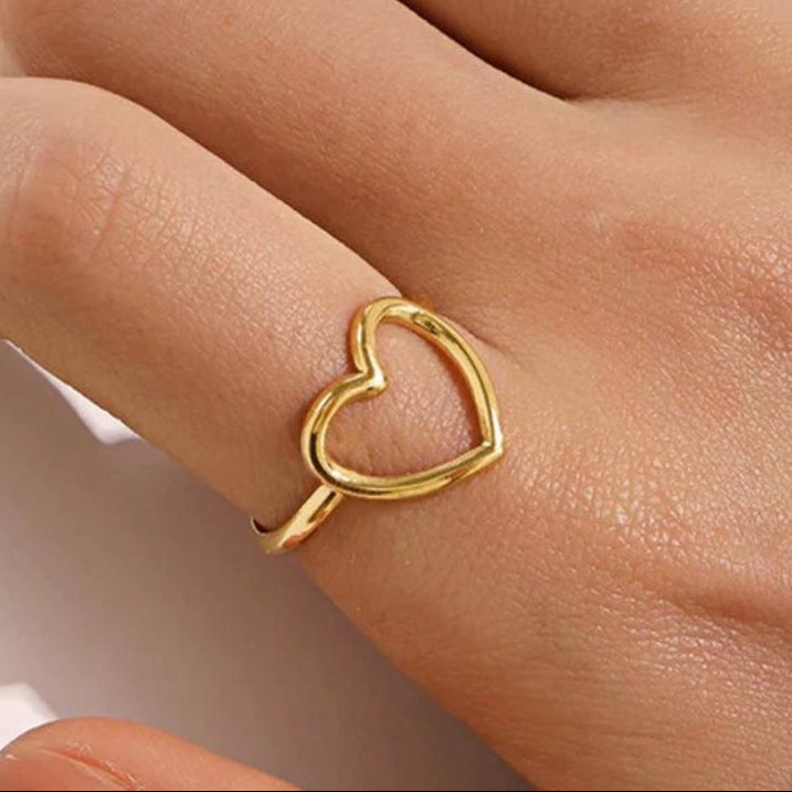 TFC Adjustable Fine Heart Gold Plated Ring