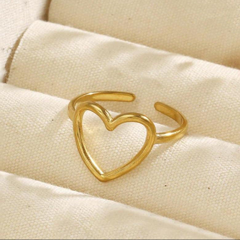 TFC Adjustable Fine Heart Gold Plated Ring