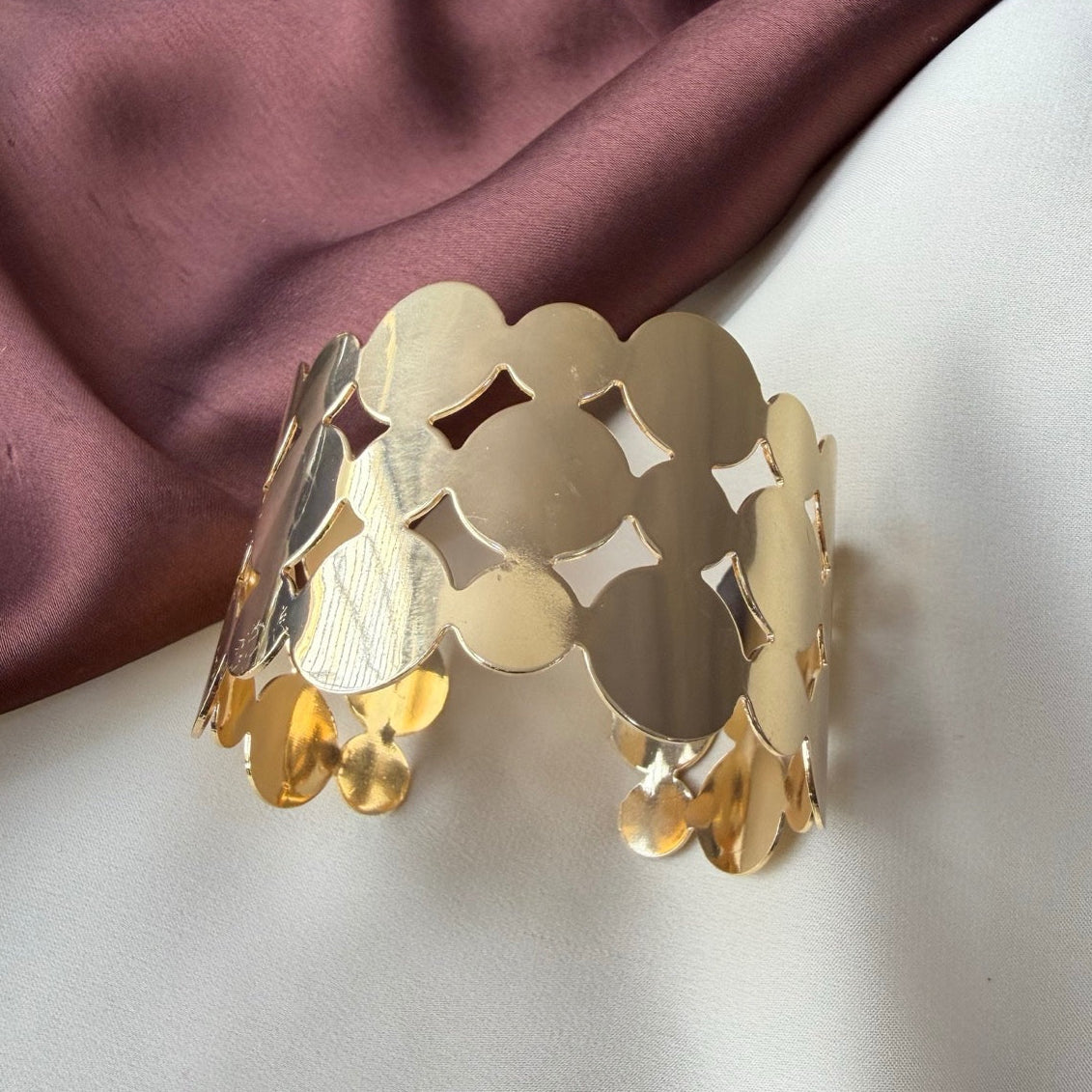 TFC Adjustable Multi Moon Gold Plated Cuff Bracelet