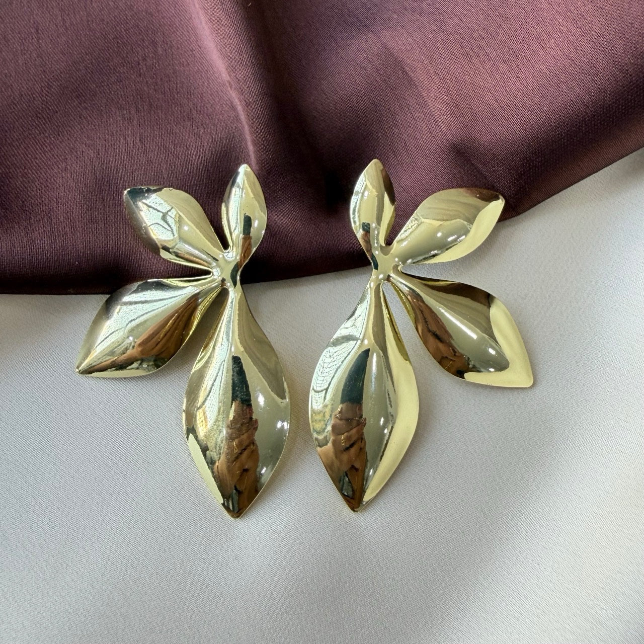 TFC Golden Petal Gold Plated Stud Earrings
