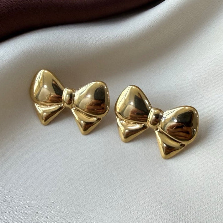 TFC Bow Style Gold Plated Stud Earrings
