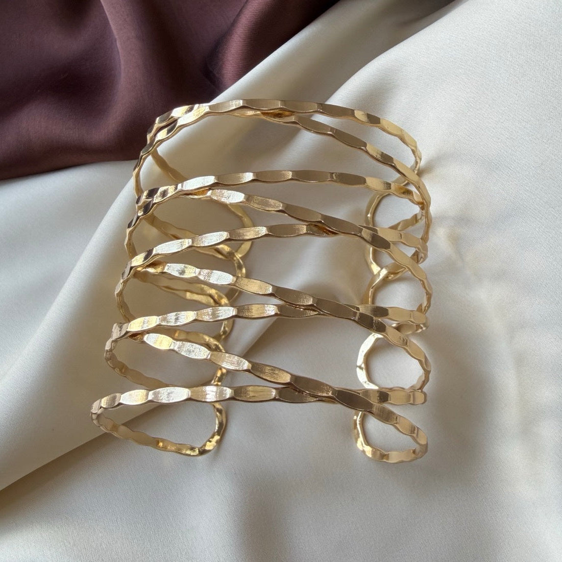 TFC Adjustable Triple Lines Gold Plated Cuff Bracelet (Copy)