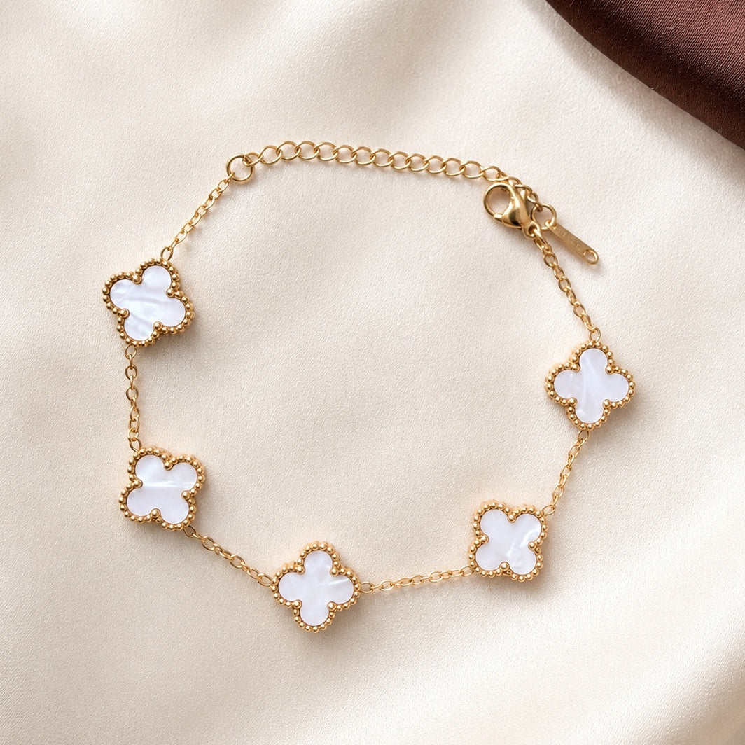 TFC White Flower Gold Plated Chain Bracelet