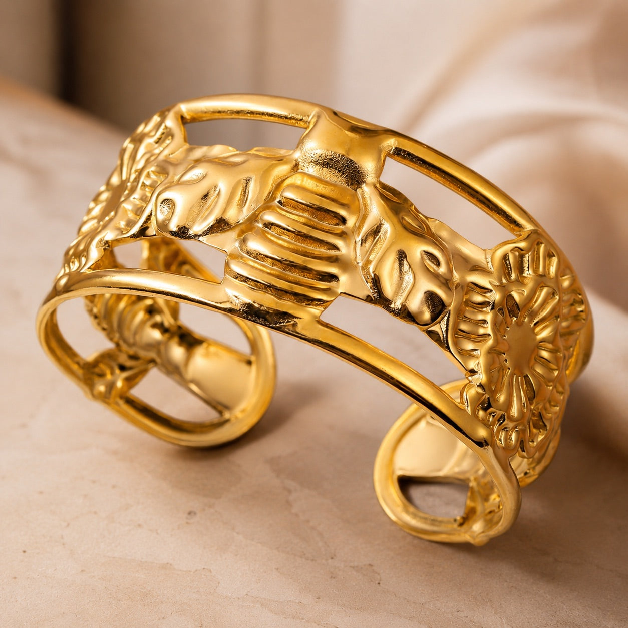 TFC Sandy Shores Gold Plated Cuff Bracelet