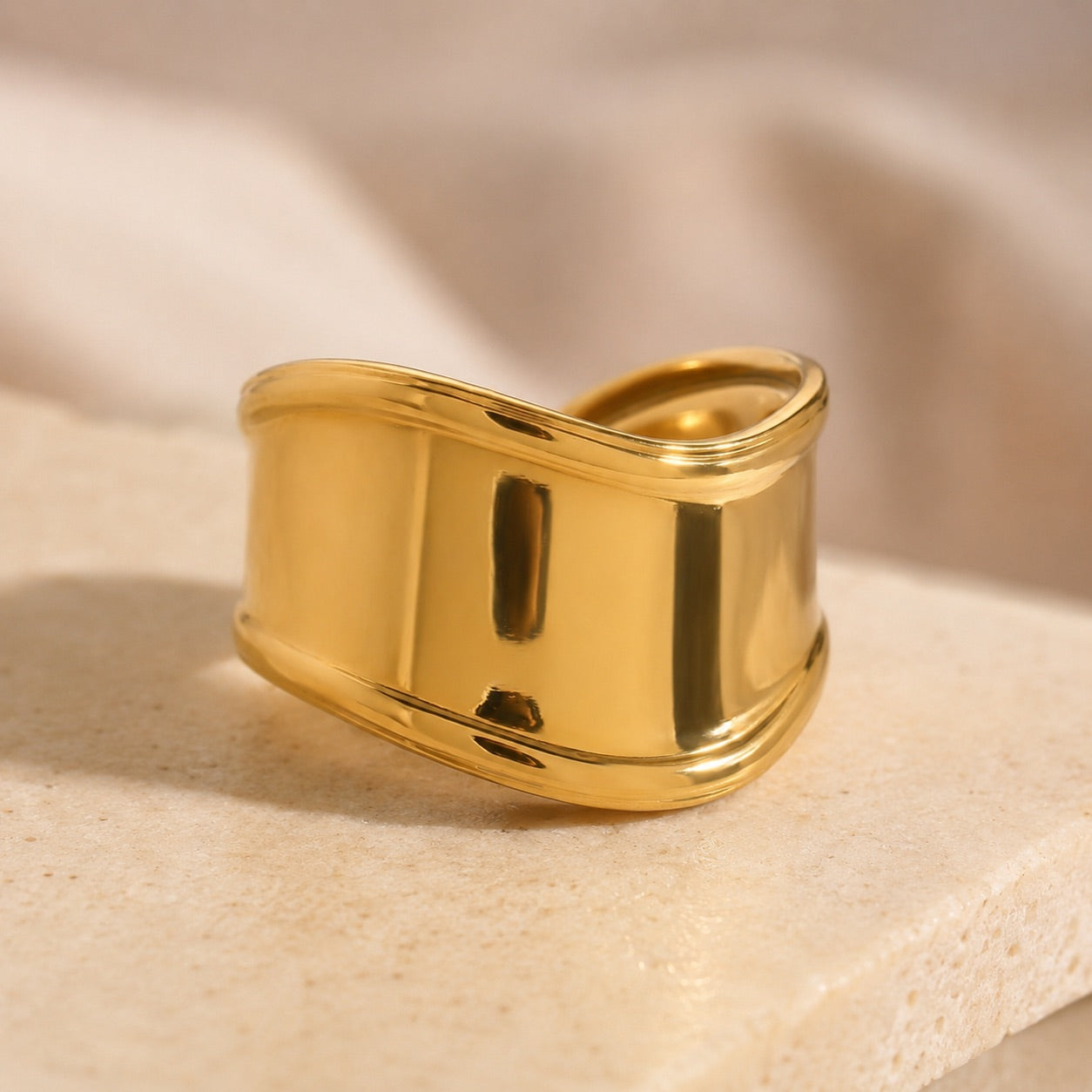 TFC Adjustable Golden Wave Gold Plated Cuff Bracelet