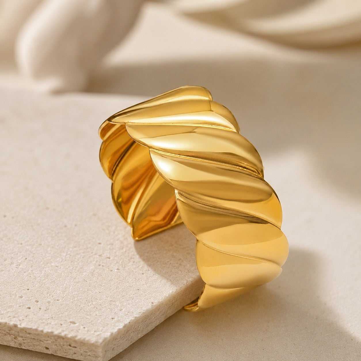 TFC Adjustable Swirls Gold Plated Cuff Bracelet