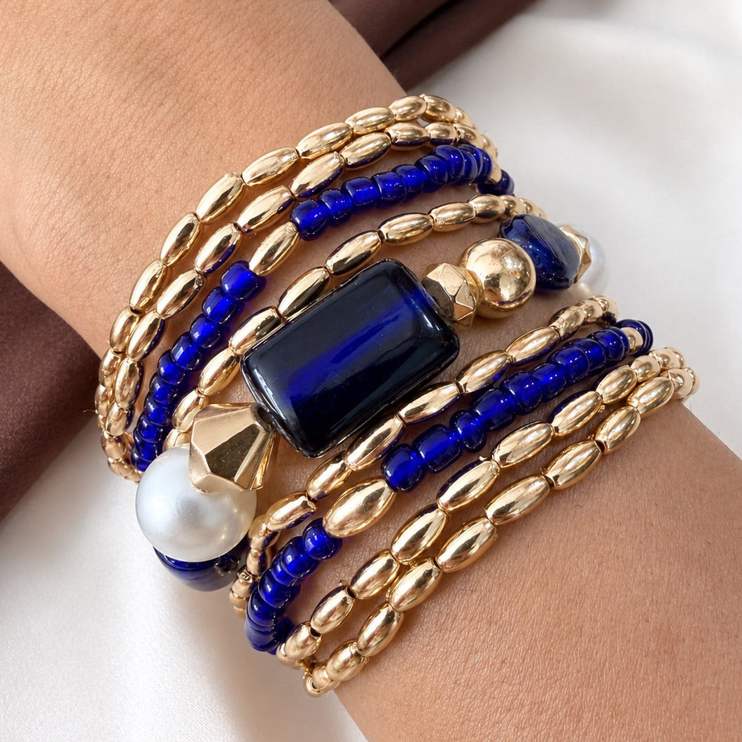 TFC Navy Blue Gold Plated Bracelet (set of 9)