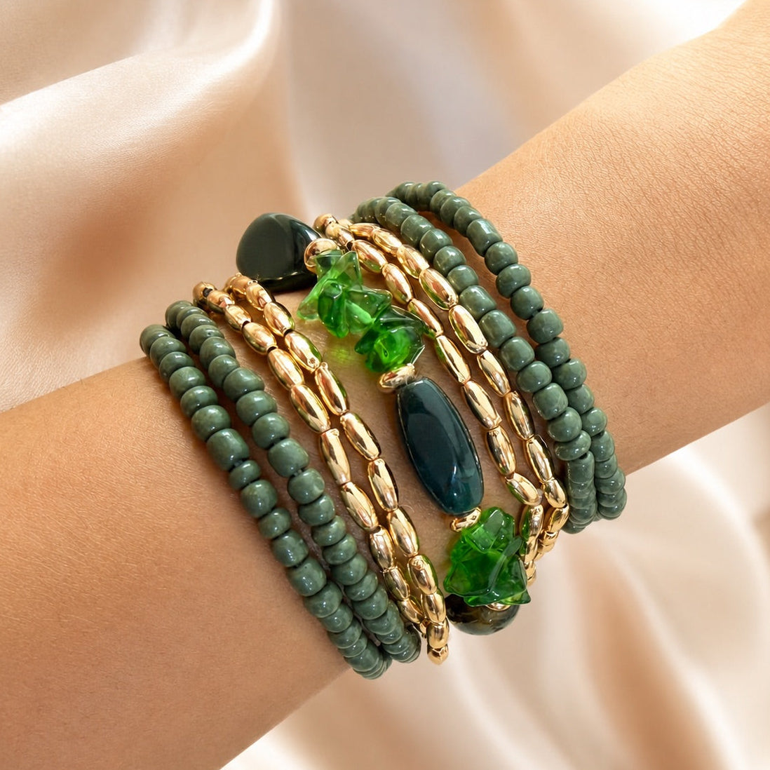 TFC Olive Luxe Gold Plated Bracelet (set of 9)