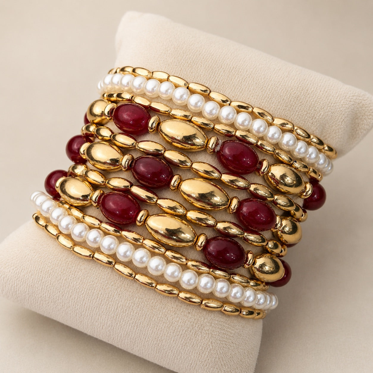 TFC Stretchable Red Cherry Gold Plated Bracelet (set of 11)