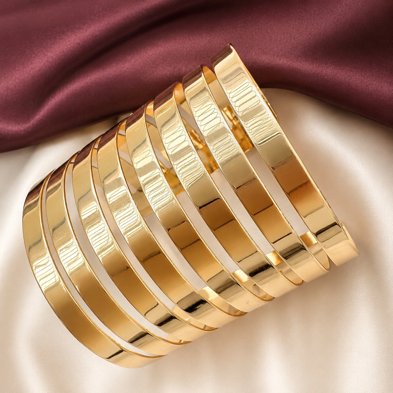 TFC Adjustable Straight Line Gold Plated Cuff Bracelet