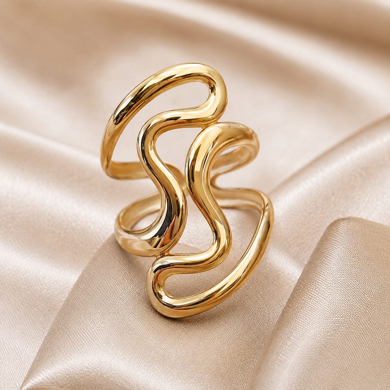 TFC Adjustable Irregular Gold Plated Ring
