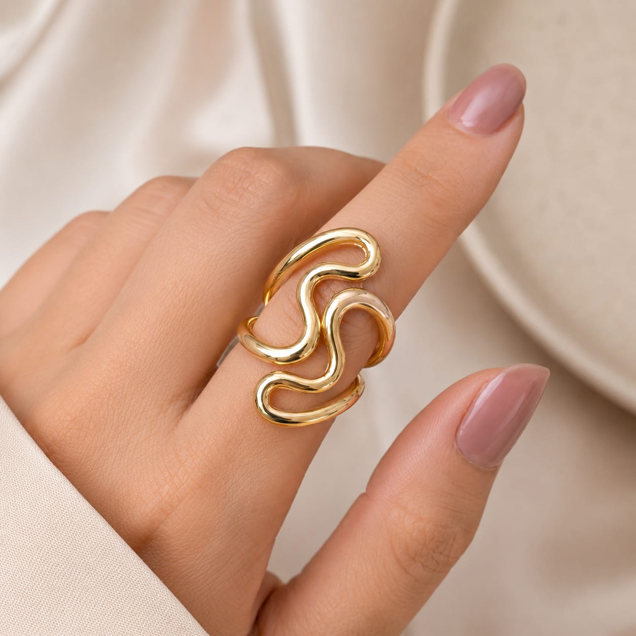 TFC Adjustable Irregular Gold Plated Ring