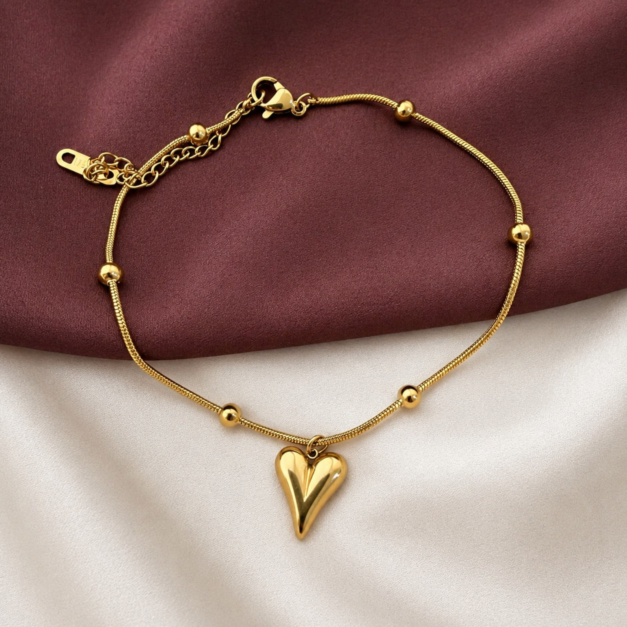 TFC Heart Locket Gold Plated Chain Bracelet