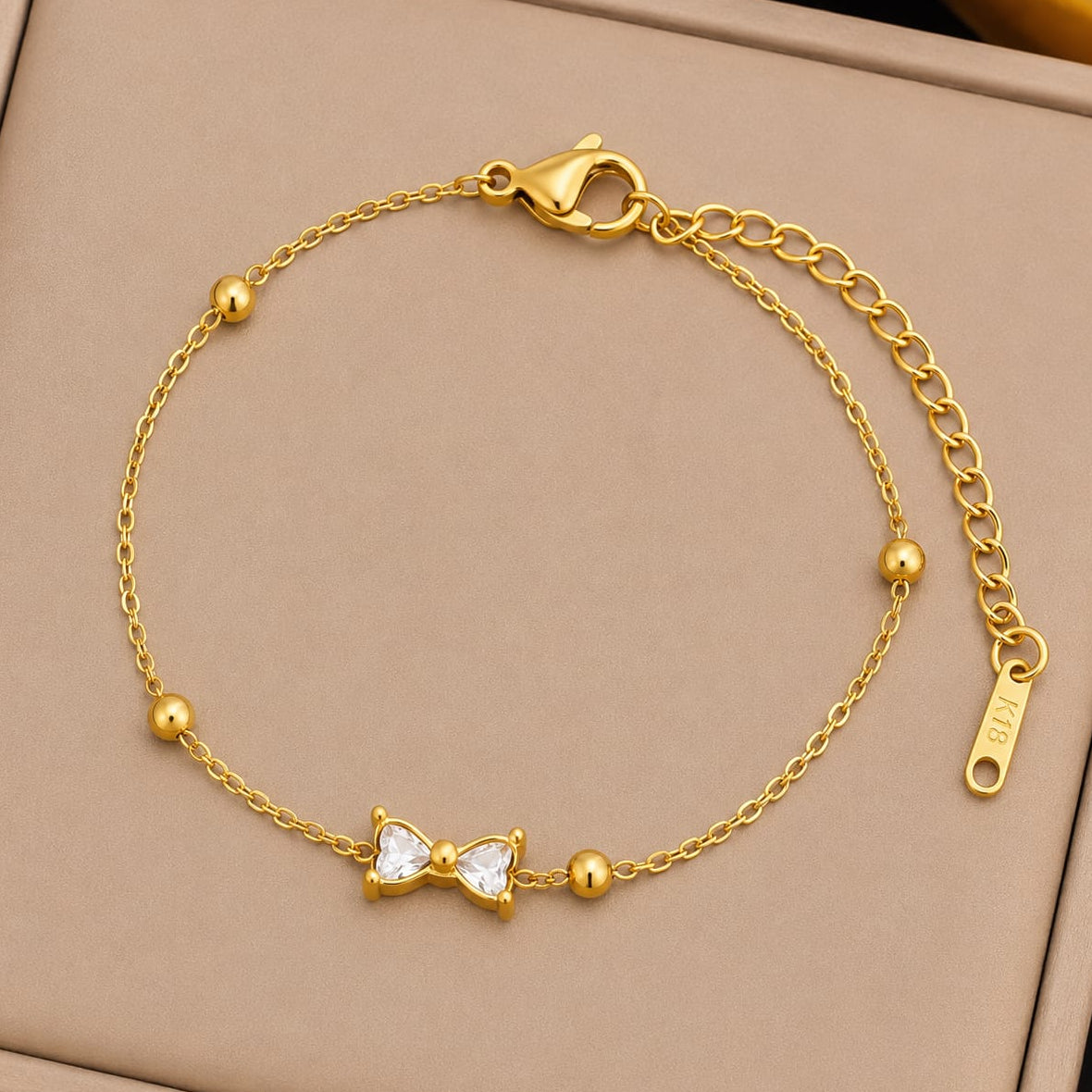 TFC Single Bow Gold Plated Chain Bracelet