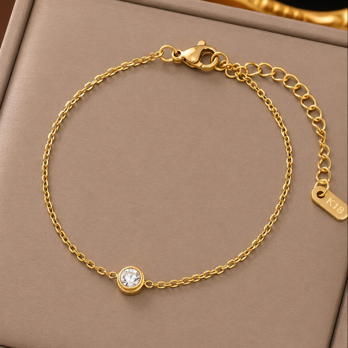 TFC Single Diamond Gold Plated Chain Bracelet