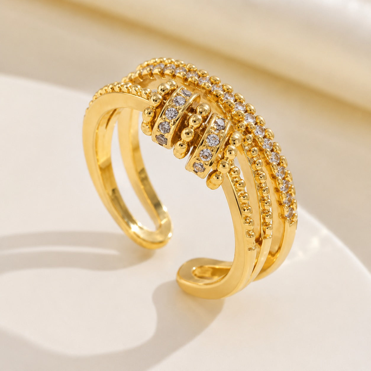 TFC Adjustable Stone Hoop Gold Plated Ring