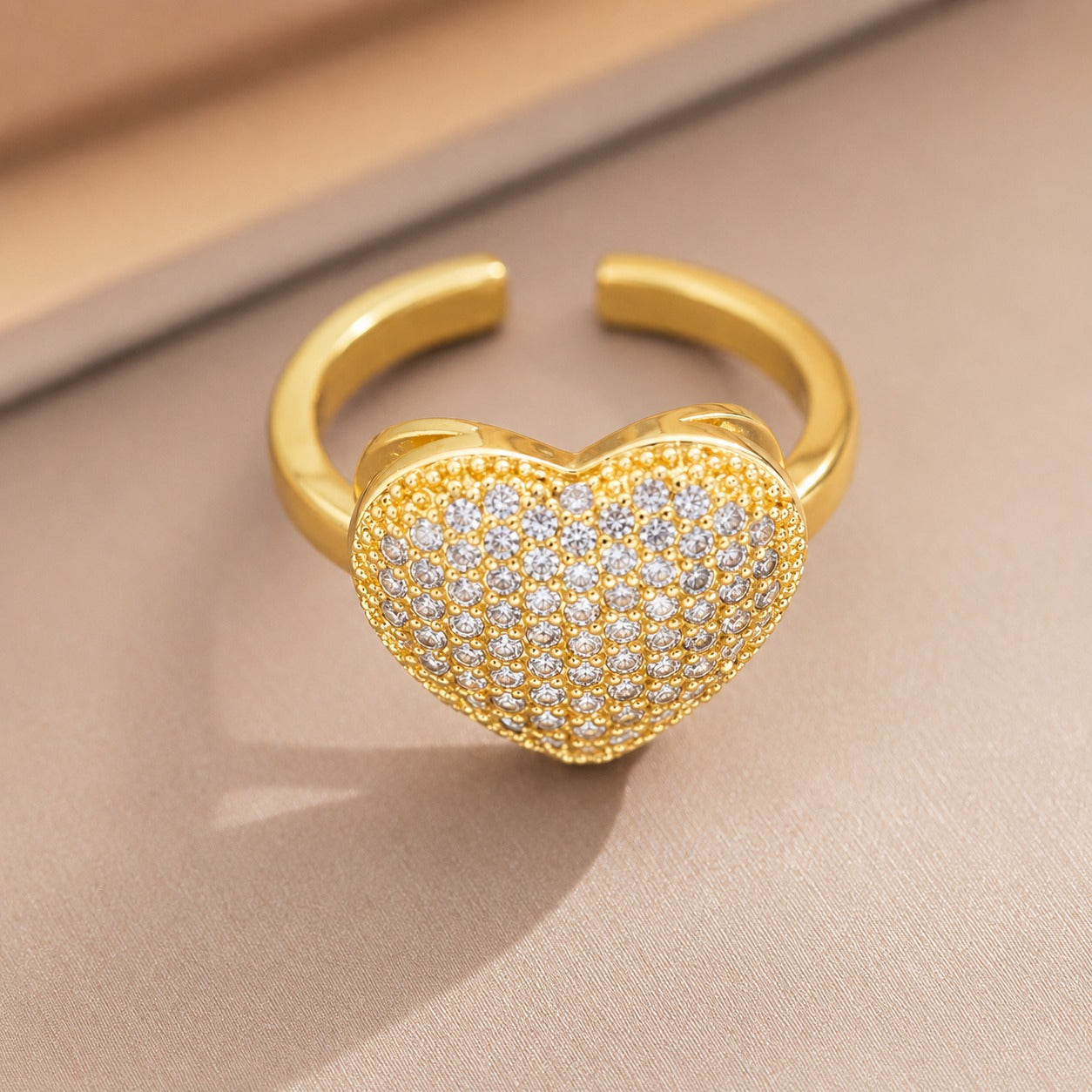 TFC Adjustable Diamond Heart Gold Plated Ring