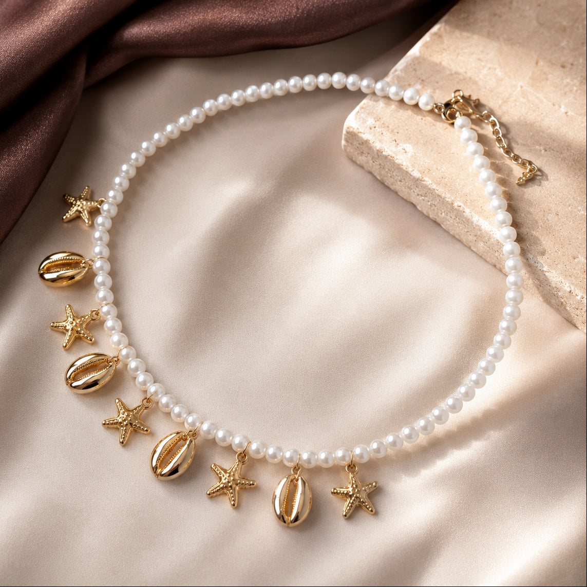 TFC Beach Charms Gold Plated Necklace