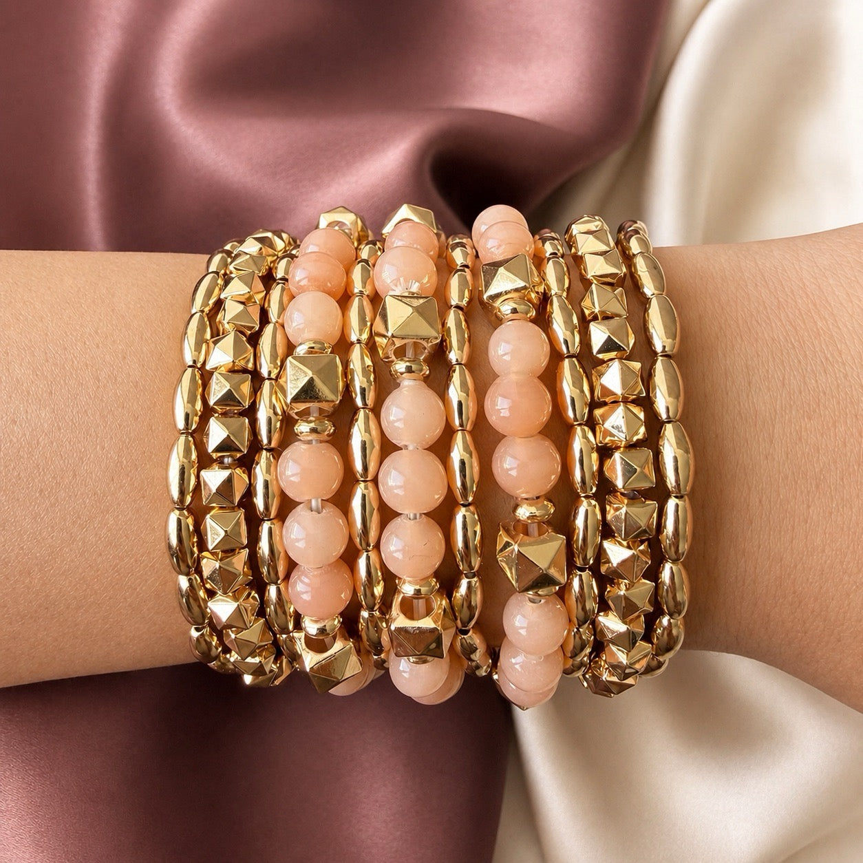 TFC Peach Glam Gold Plated Bracelet (set of 11)