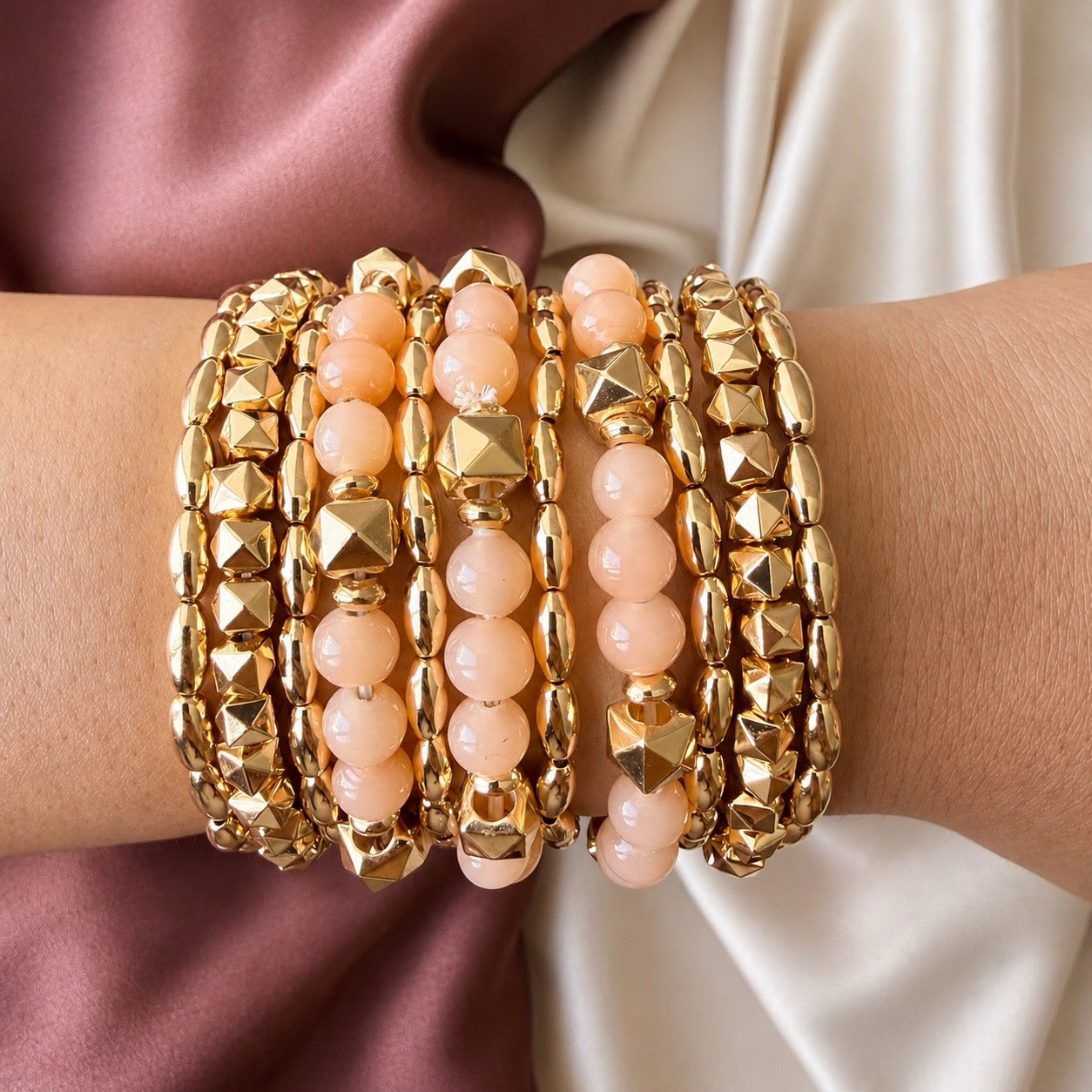 TFC Peach Glam Gold Plated Bracelet (set of 11)