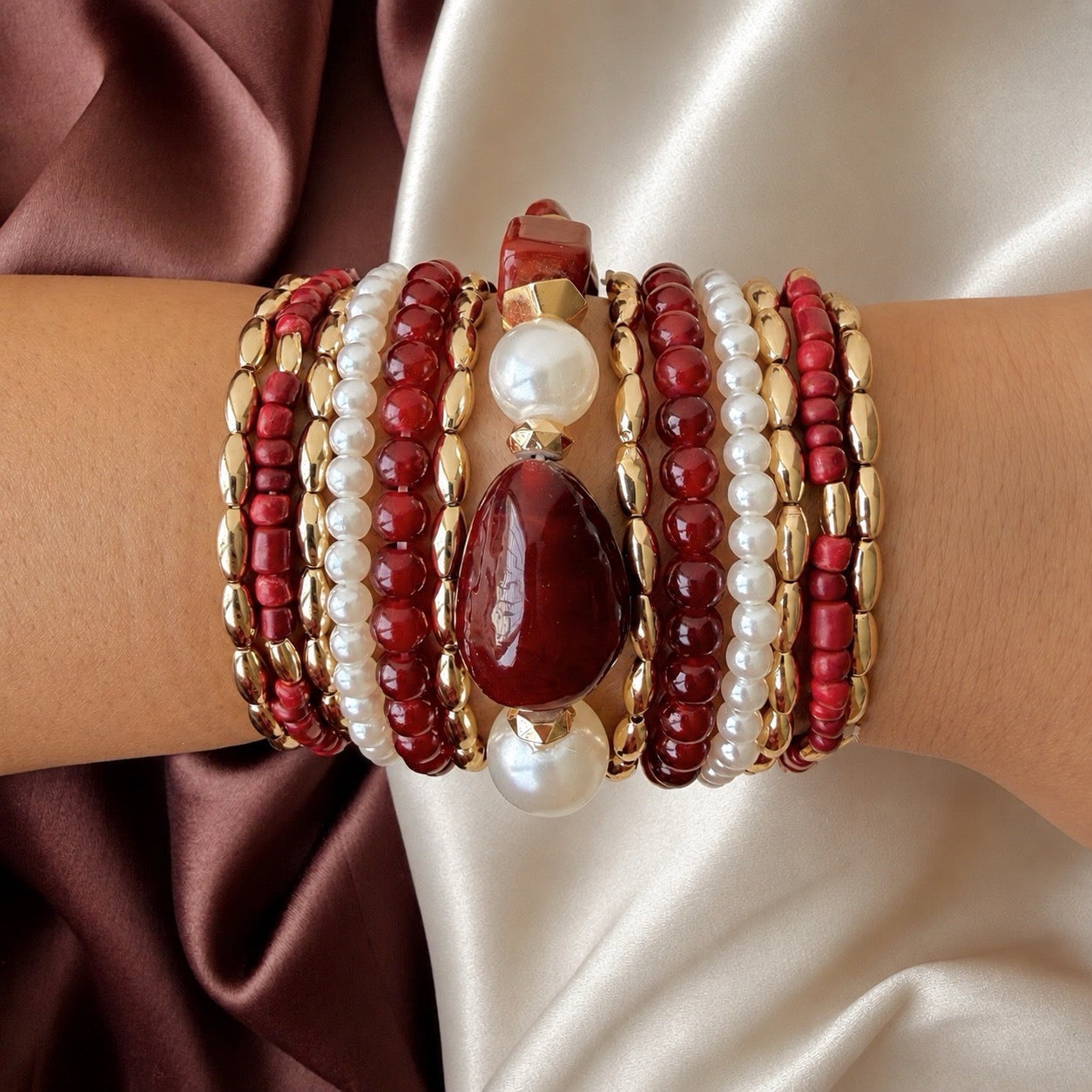 TFC Vintage Dark Plum Crystal Gold Plated Bracelet (set of 13)